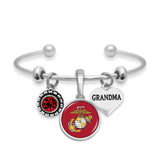Custom U.S. Marines 3 Charm Bracelet for Grandma - Military Republic