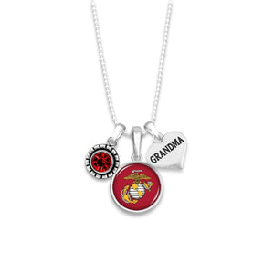 Custom U.S. Marines 3 Charm Necklace for Grandma - Military Republic