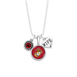 Custom U.S. Marines 3 Charm Necklace for Wife - Military Republic