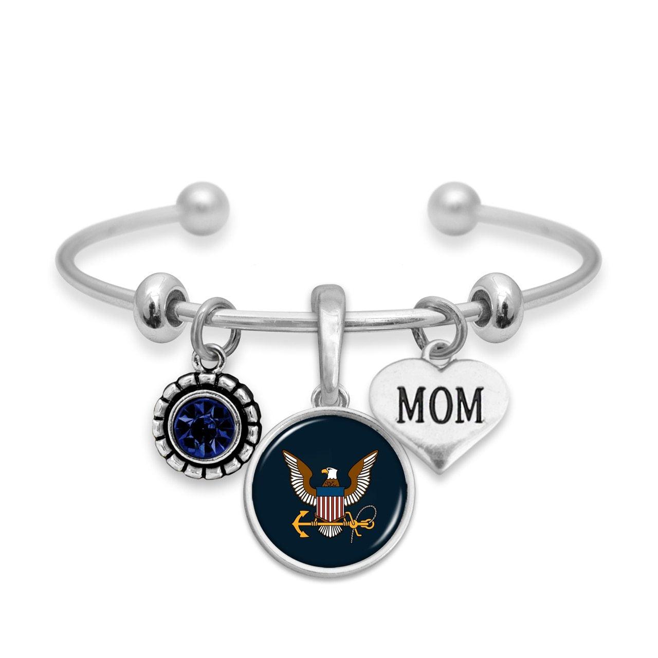 Custom U.S. Navy 3 Charm Bracelet for Mom - Military Republic