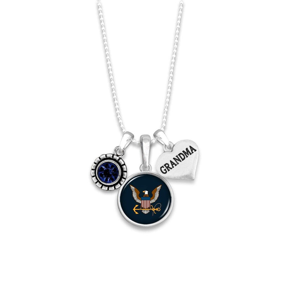 Custom U.S. Navy 3 Charm Necklace for Grandma - Military Republic