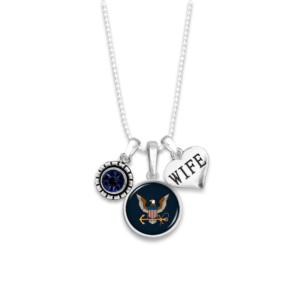 Custom U.S. Navy 3 Charm Necklace for Wife - Military Republic