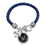 Custom U.S. Navy Leather Bracelet for Wife - Military Republic