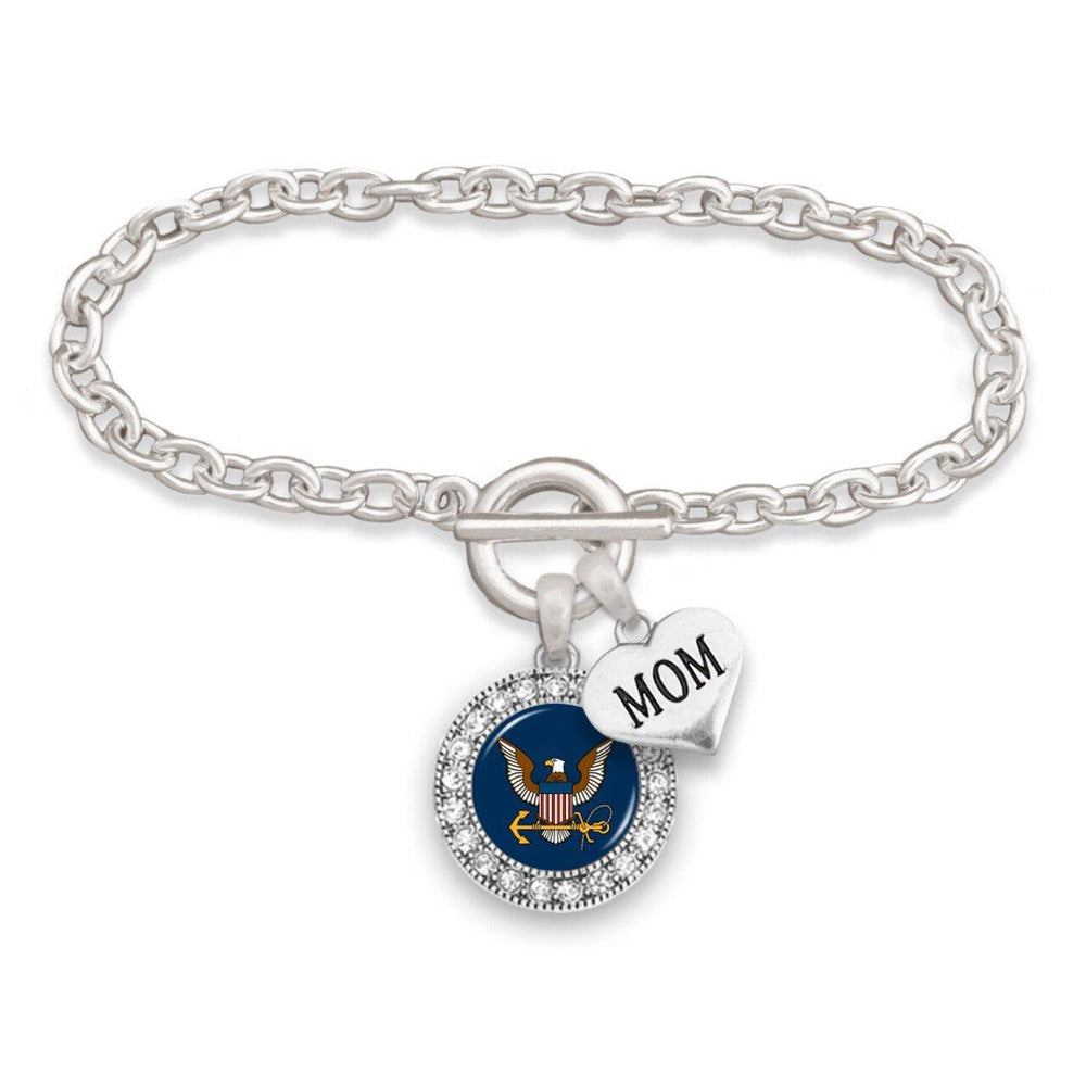 Custom U.S. Navy Round Crystal Bracelet for Mom - Military Republic