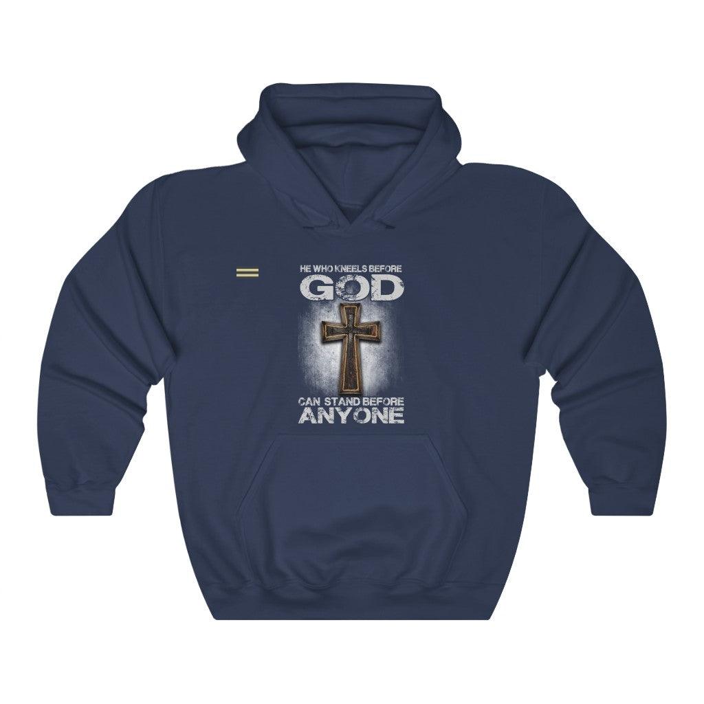 He Who Kneels Before God Can Stand Before Anyone Unisex Hoodie - Military Republic