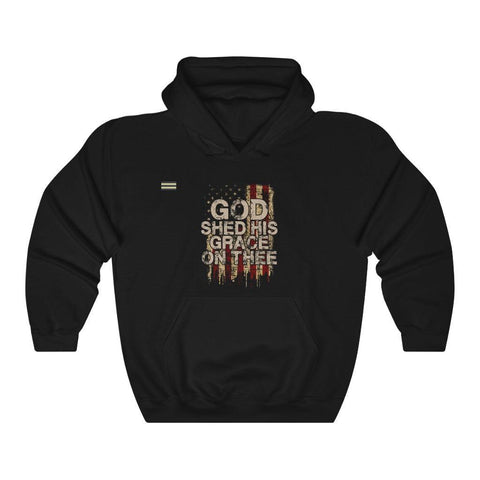 God Shed His Grace On Thee Distressed Flag Unisex Hoodie - Military Republic