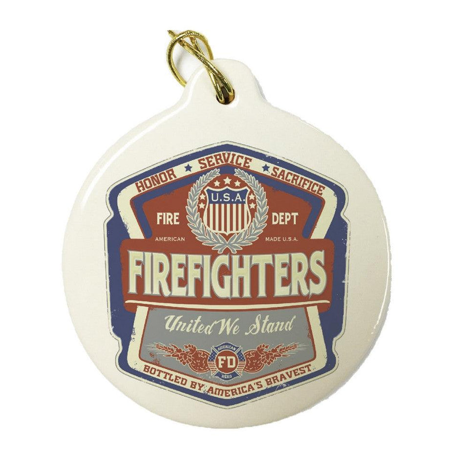 Denim Fade Firefighter Badge Christmas Ornament-Military Republic