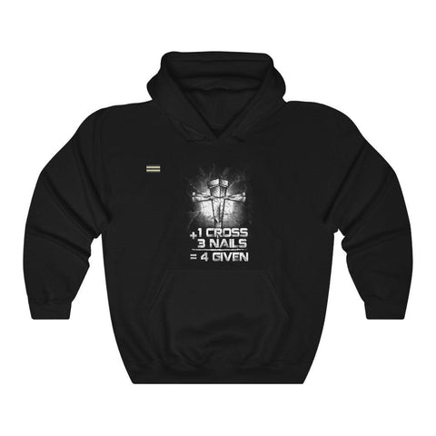 One Cross Plus Three Nails Equals Forgiven Unisex Hoodie - Military Republic