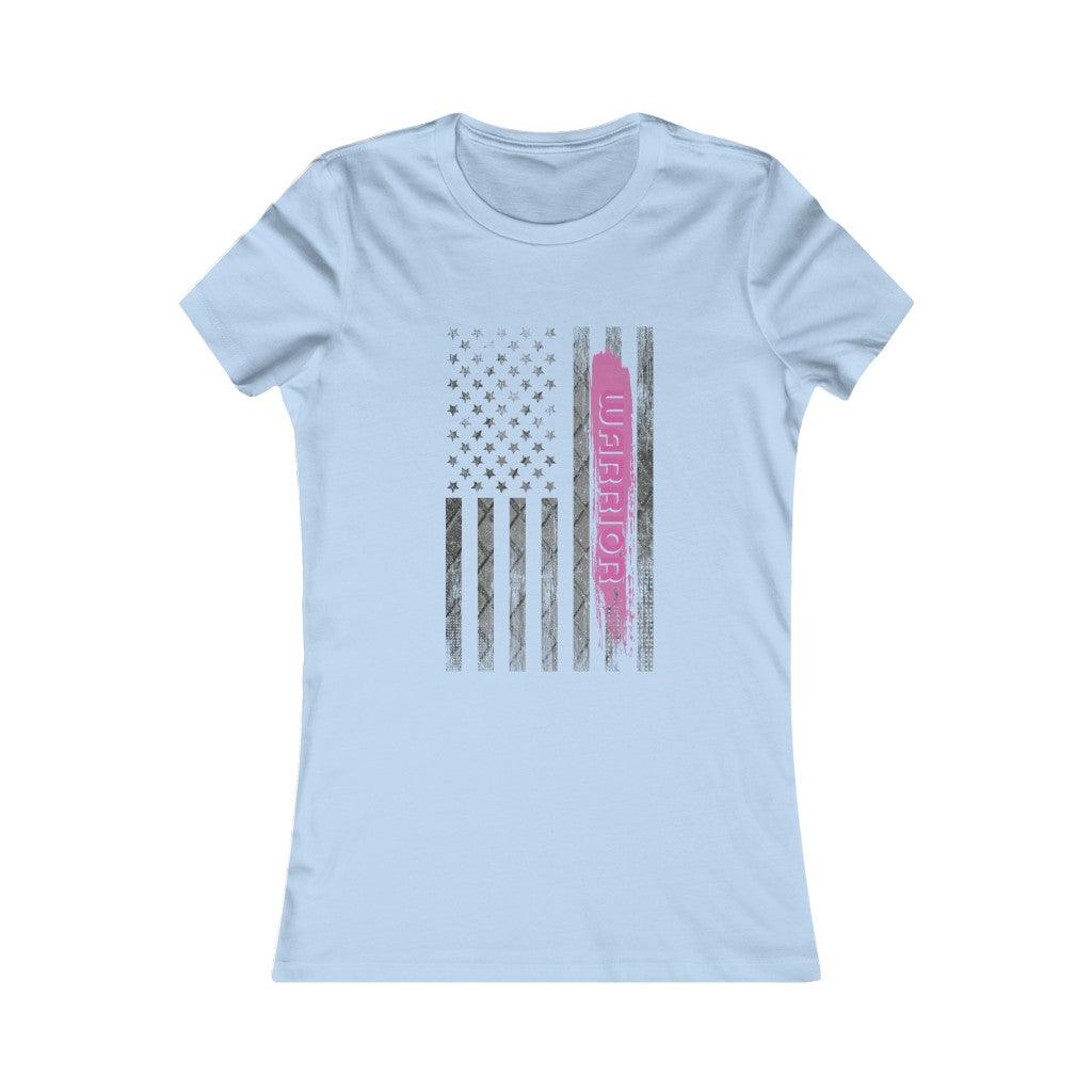 Breast Cancer Warriors Pink Flag Patriotic T-shirt - Military Republic