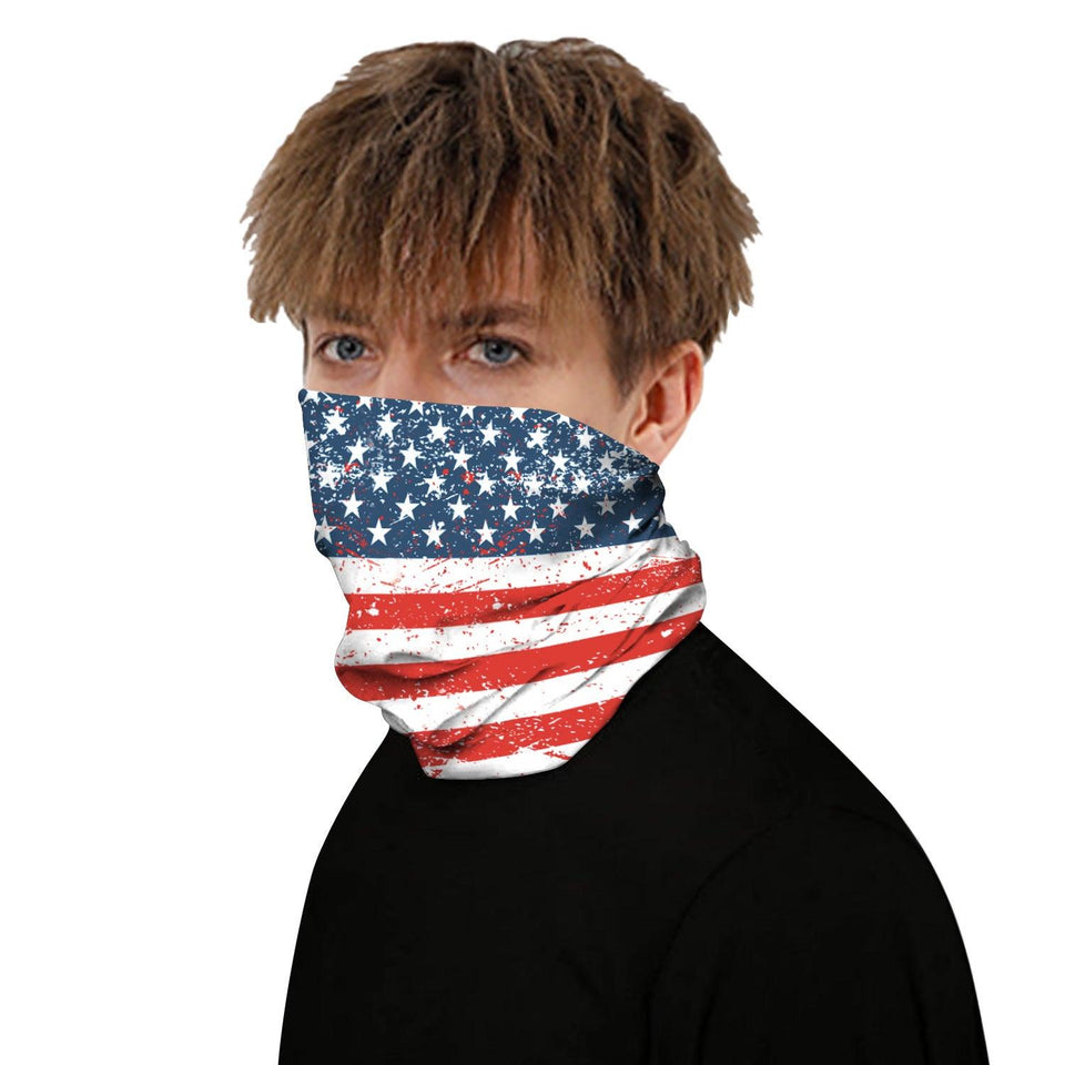 Distressed USA Flag Outdoors Motorcycle Face Mask Bandana Headwear - Military Republic