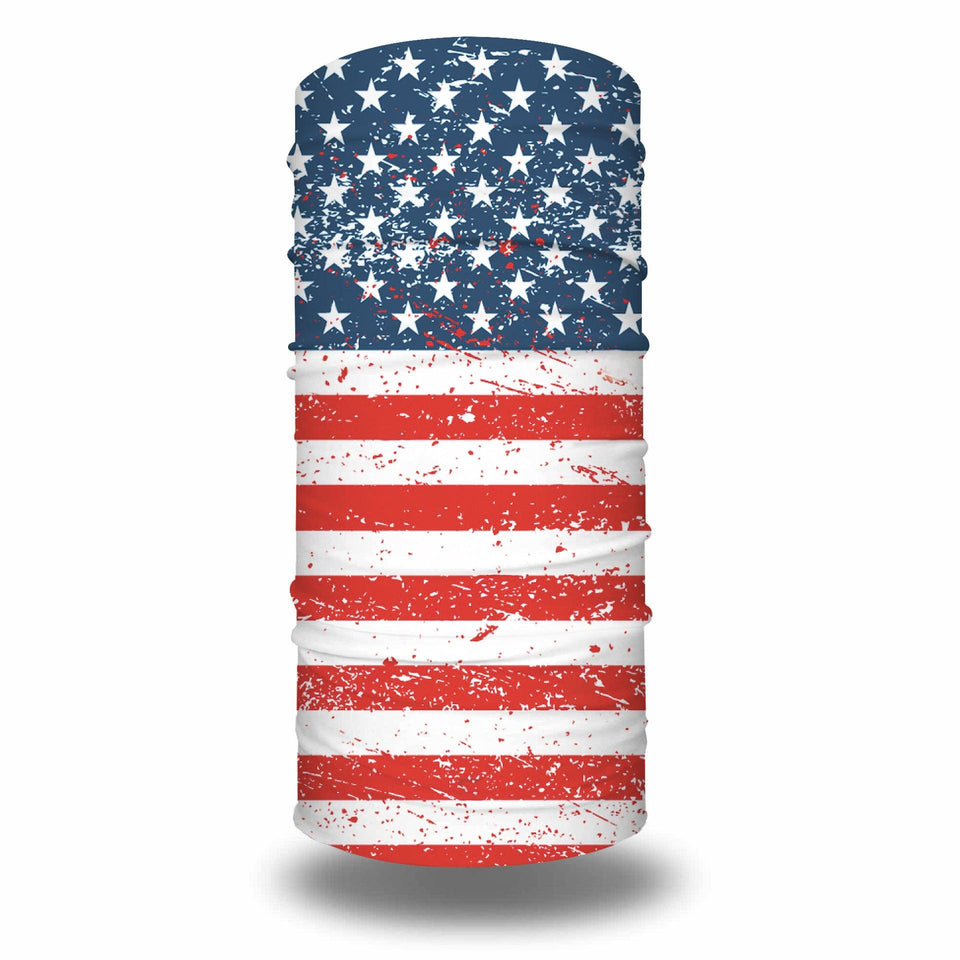 Distressed USA Flag Outdoors Motorcycle Face Mask Bandana Headwear - Military Republic