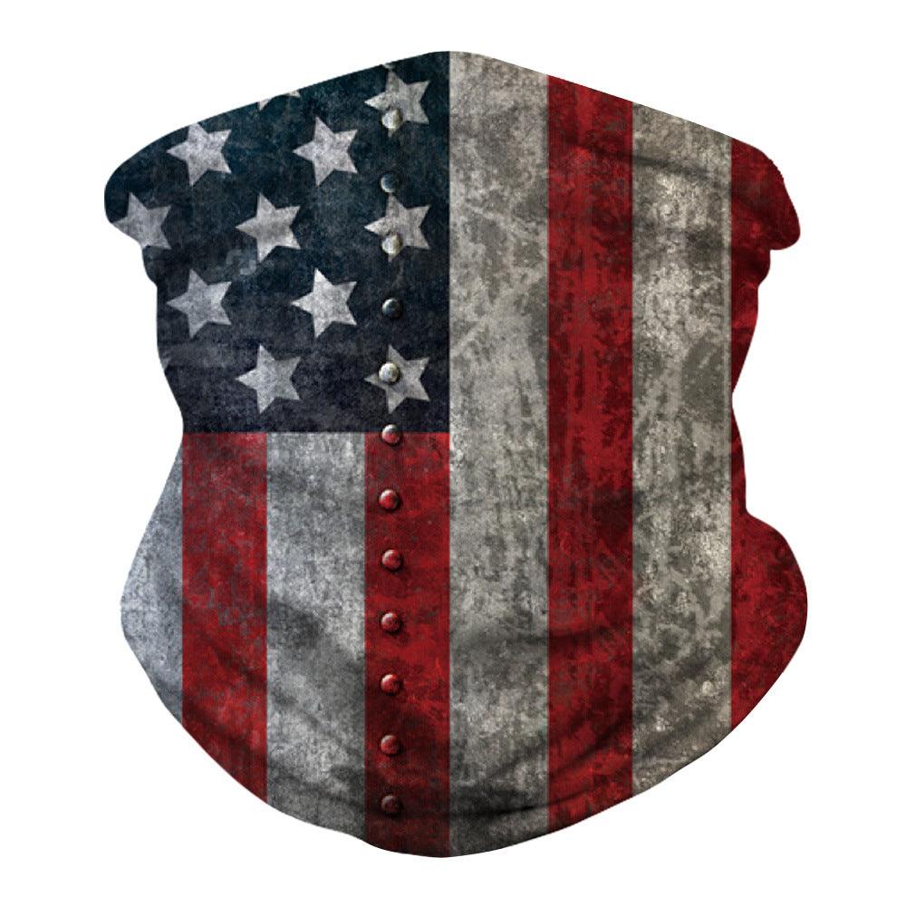 Distressed Riveted USA Flag Outdoors Motorcycle Face Mask Bandana Headwear - Military Republic