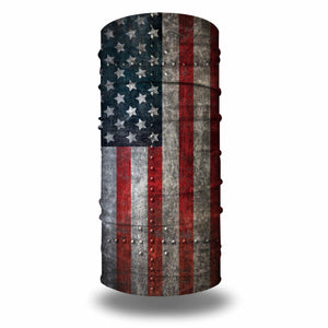 Distressed Riveted USA Flag Outdoors Motorcycle Face Mask Bandana Headwear - Military Republic