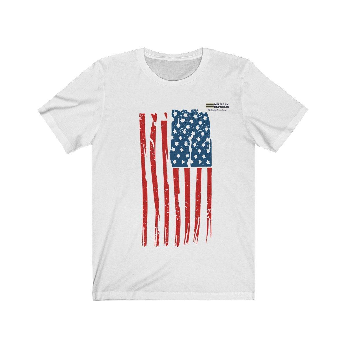 Distressed USA Flag Unisex T-shirt - Military Republic