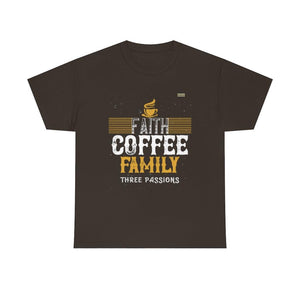 Love Faith, Coffee & Family Coffee Lover T-shirt - Military Republic