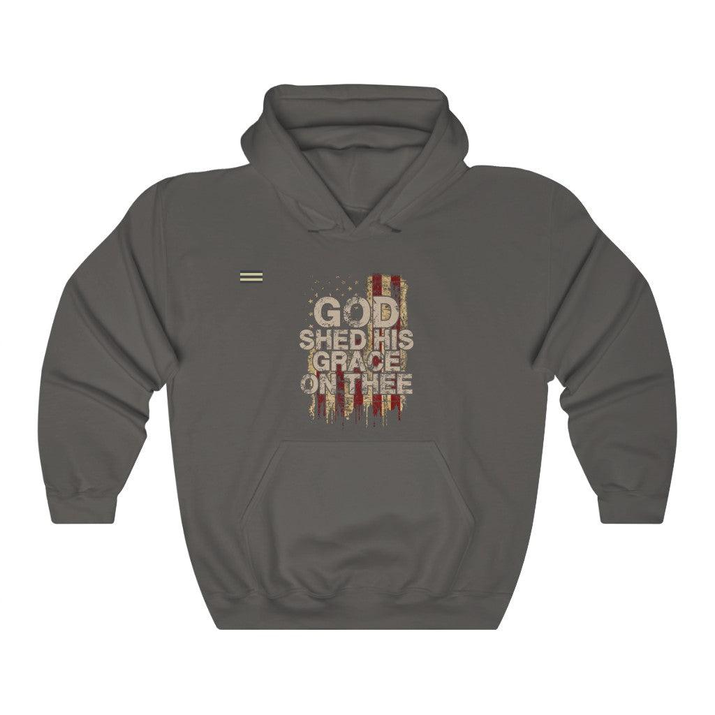 God Shed His Grace On Thee Distressed Flag Unisex Hoodie - Military Republic