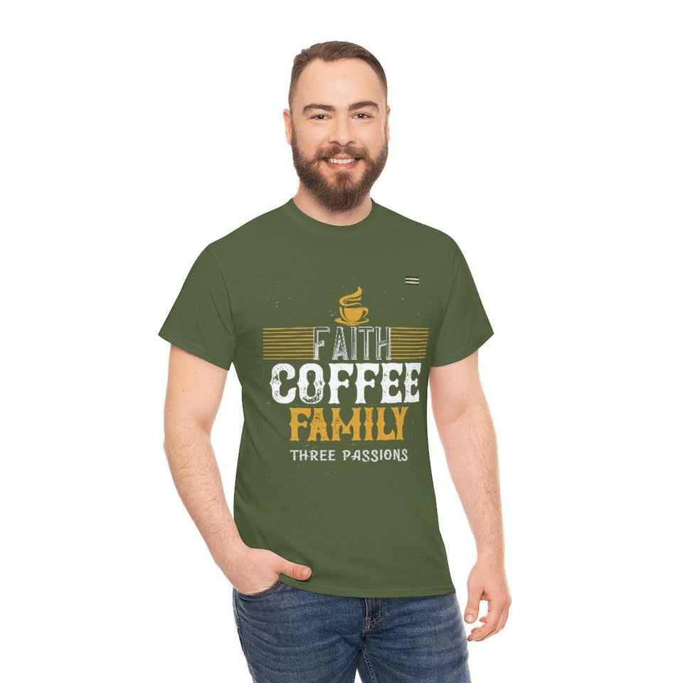 Love Faith, Coffee & Family Coffee Lover T-shirt - Military Republic