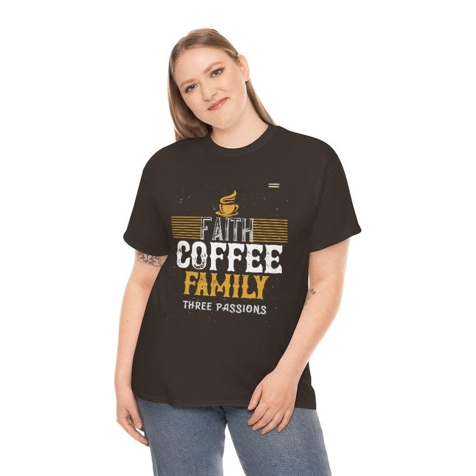 Love Faith, Coffee & Family Coffee Lover T-shirt - Military Republic