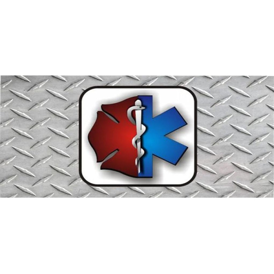 EMT And Firefighter Diamond Photo License Plate - Military Republic