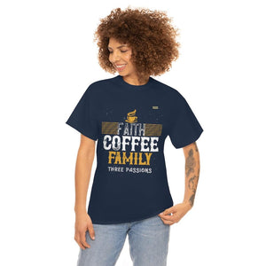 Love Faith, Coffee & Family Coffee Lover T-shirt - Military Republic