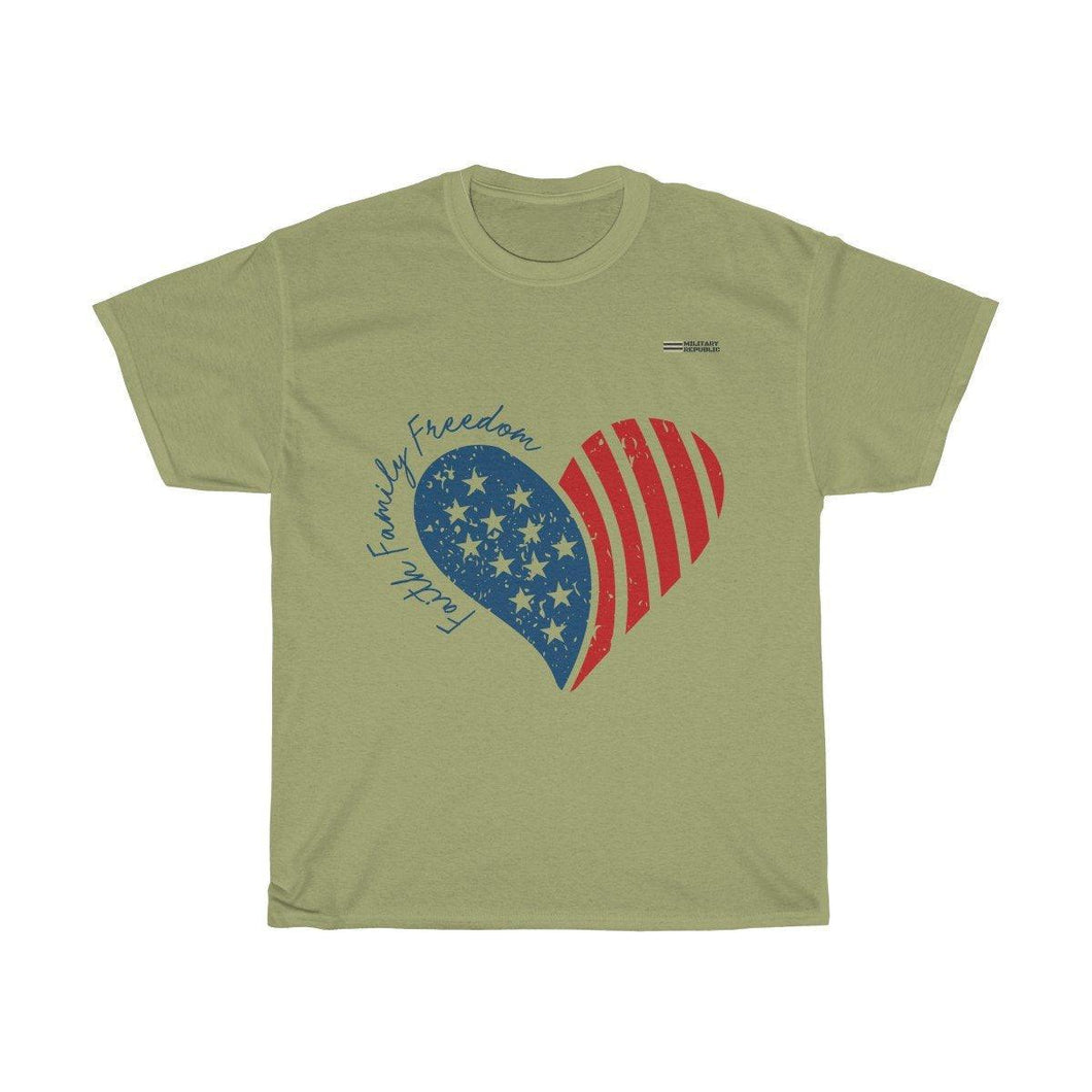 Faith, Family, Freedom Heart Patriotic T-shirt - Military Republic