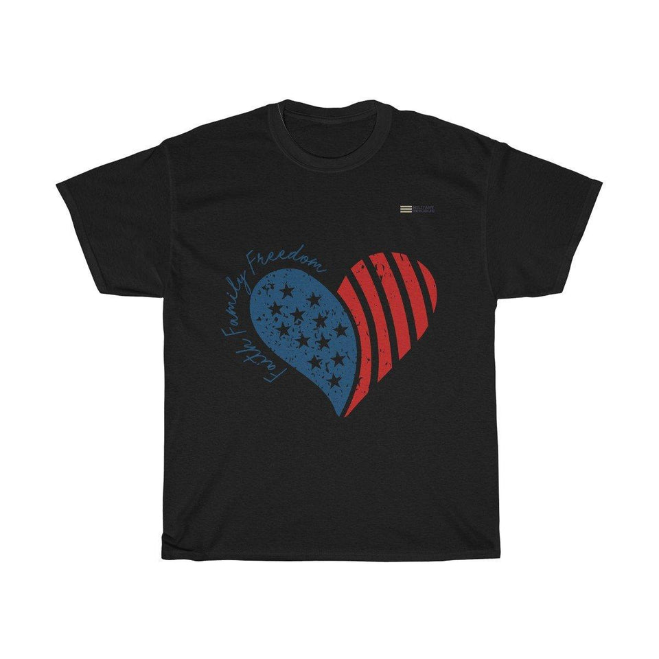Faith, Family, Freedom Heart Patriotic T-shirt - Military Republic