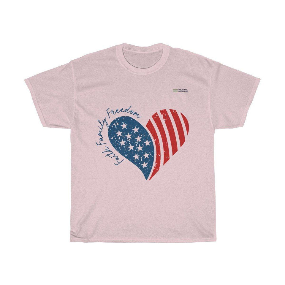 Faith, Family, Freedom Heart Patriotic T-shirt - Military Republic