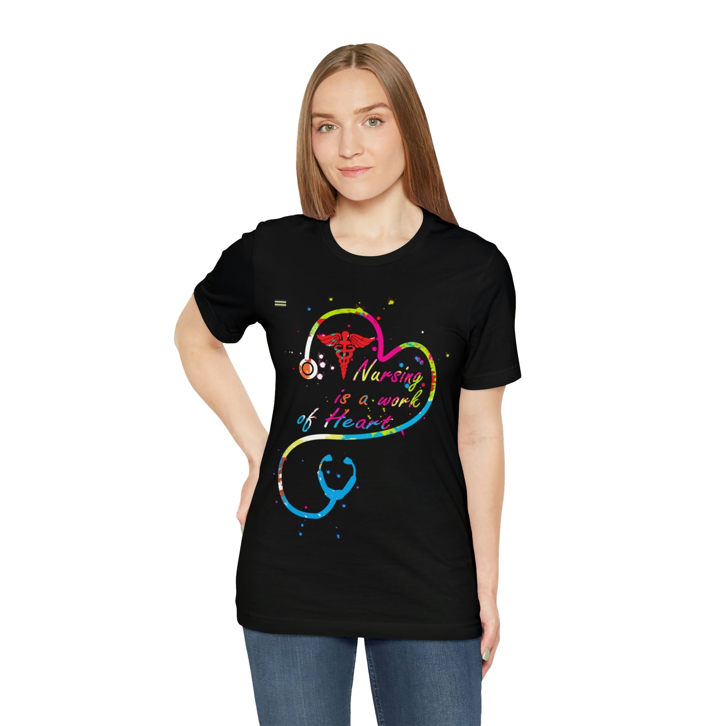 Nursing is a Work of Heart Stethoscope Design Nurse T-shirt