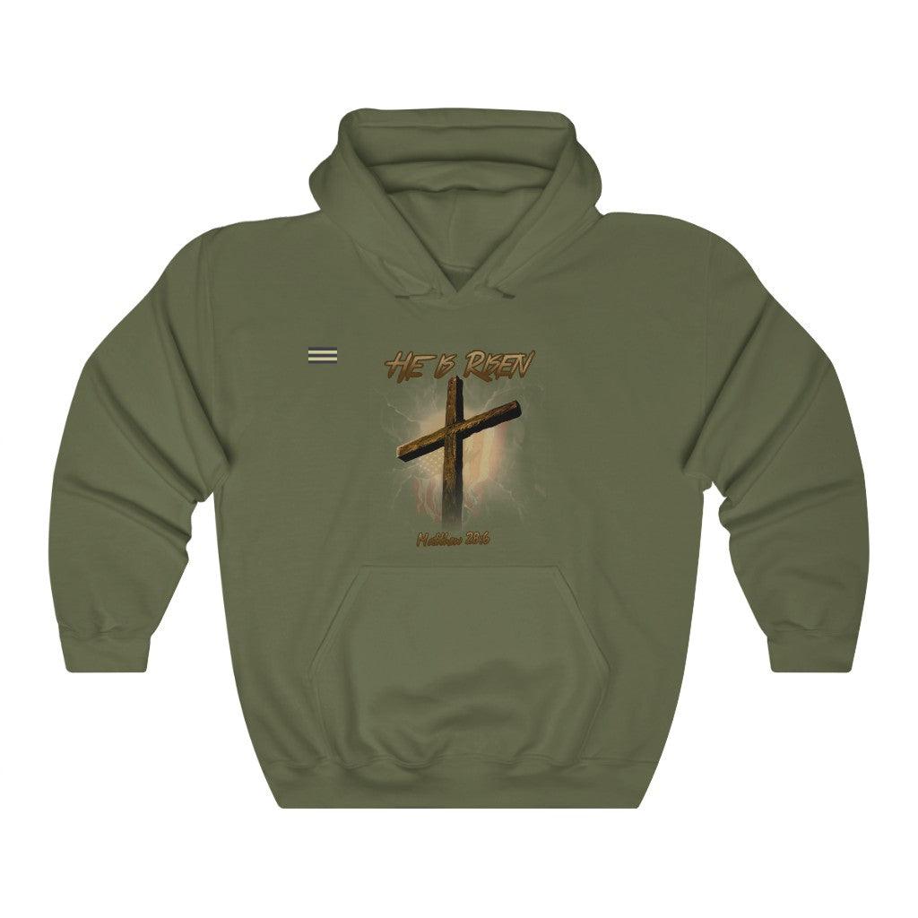 Jesus Is Risen Cross & Flag Unisex Hoodie - Military Republic