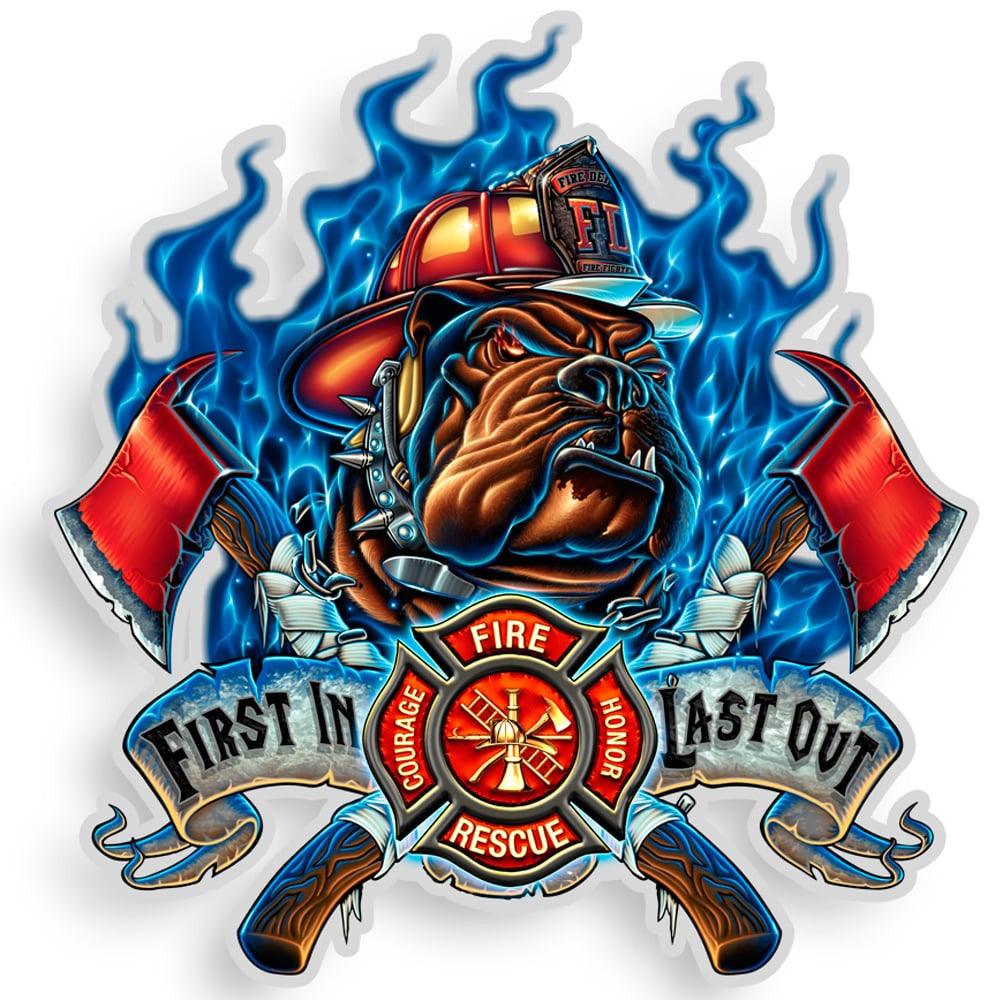 Fire Dog First In Last Out Decal-Military Republic