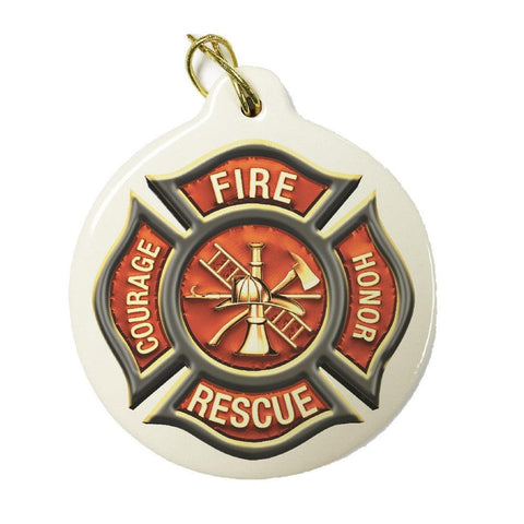 Fire Rescue Red Badge Christmas Ornament-Military Republic