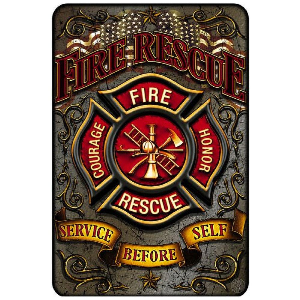 Fire Rescue - Service Before Self Aluminum Sign-Military Republic