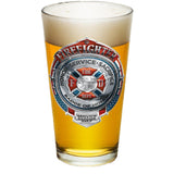 Firefighter Chrome Badge Pint Glasses-Military Republic