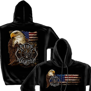 Firefighter Eagle And Flag Hoodie-Military Republic
