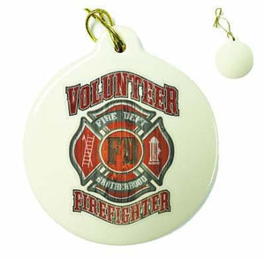 Firefighter Faded Planks Christmas Ornament - Military Republic