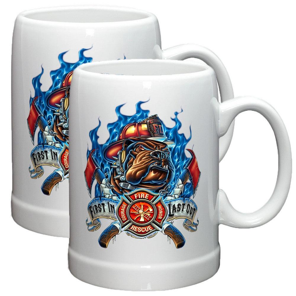 Firefighter First In Last Out Stoneware Mug Set-Military Republic