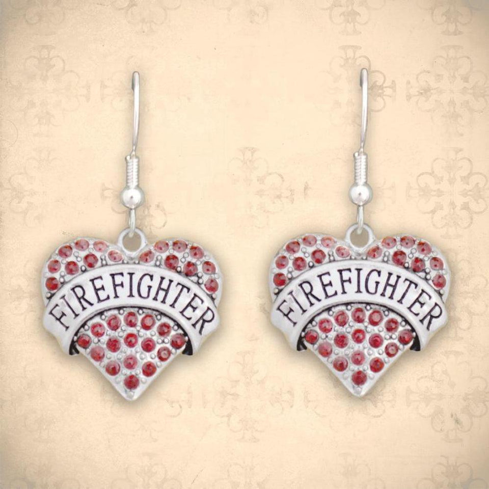 Firefighter Heart Earrings-Military Republic
