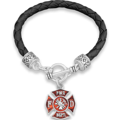 Firefighter Leather Bracelet - Military Republic