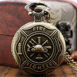 Vintage Firefighter Quartz Analog Pocket Watch - Military Republic