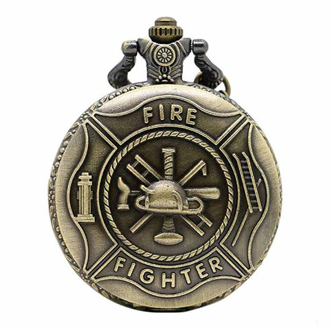 Vintage Firefighter Quartz Analog Pocket Watch - Military Republic