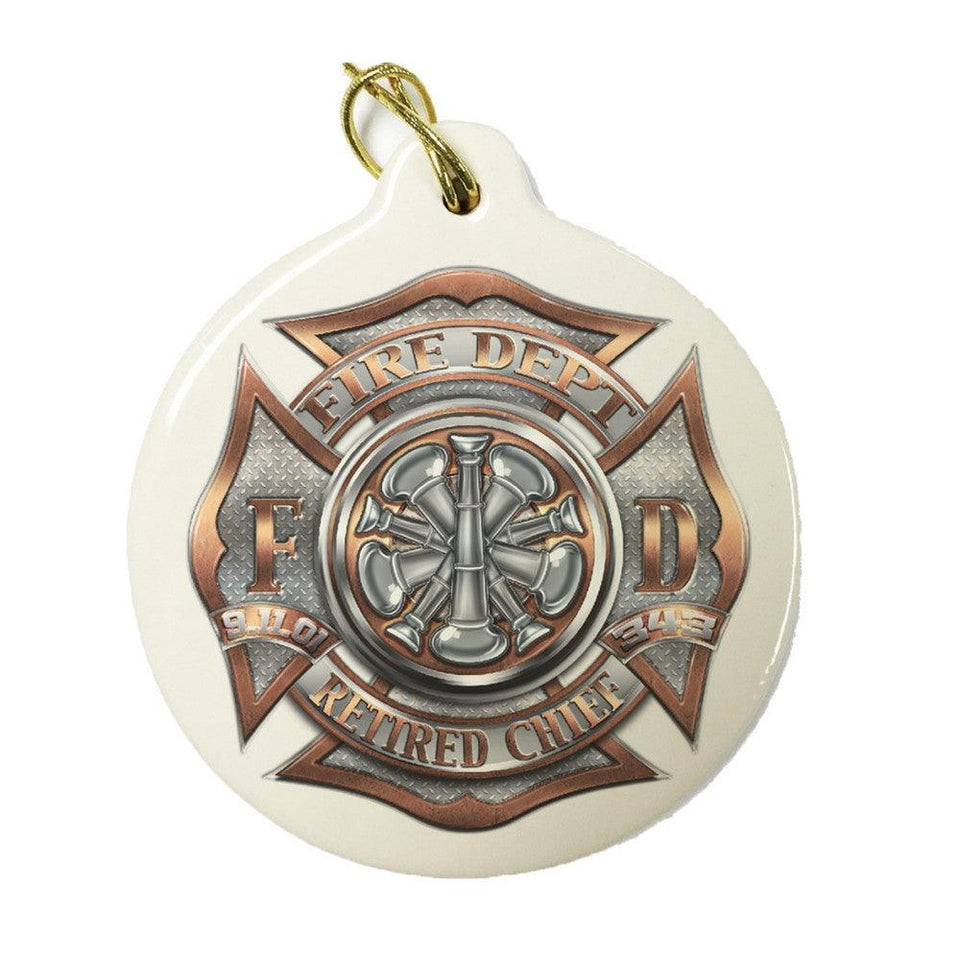 Firefighter Retired Chief Christmas Ornament-Military Republic