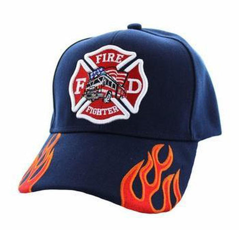 Firefighter Truck Cap Solid Navy with Fire Streal - Military Republic