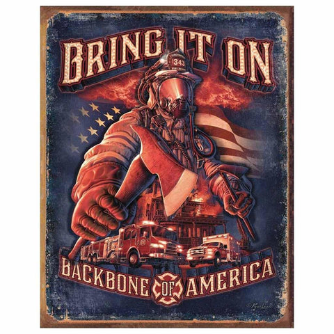 Fire Fighters Bring it On Tin Sign - Military Republic