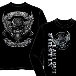 First In Last Out Firefighter T-Shirt-Military Republic