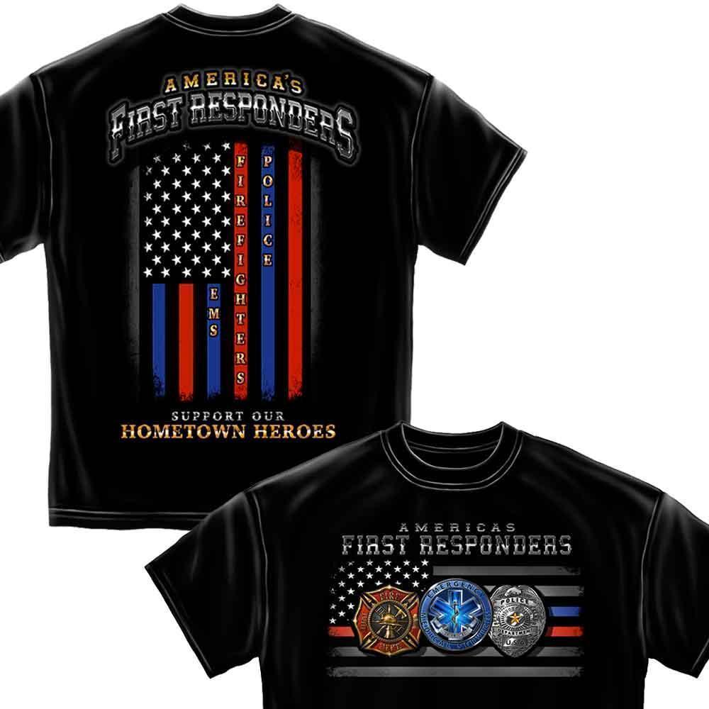 First Responders Flag EMS T-Shirt-Military Republic