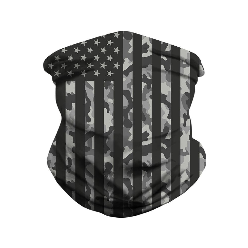Grey Camo USA Flag Outdoors Motorcycle Face Mask Bandana Headwear - Military Republic