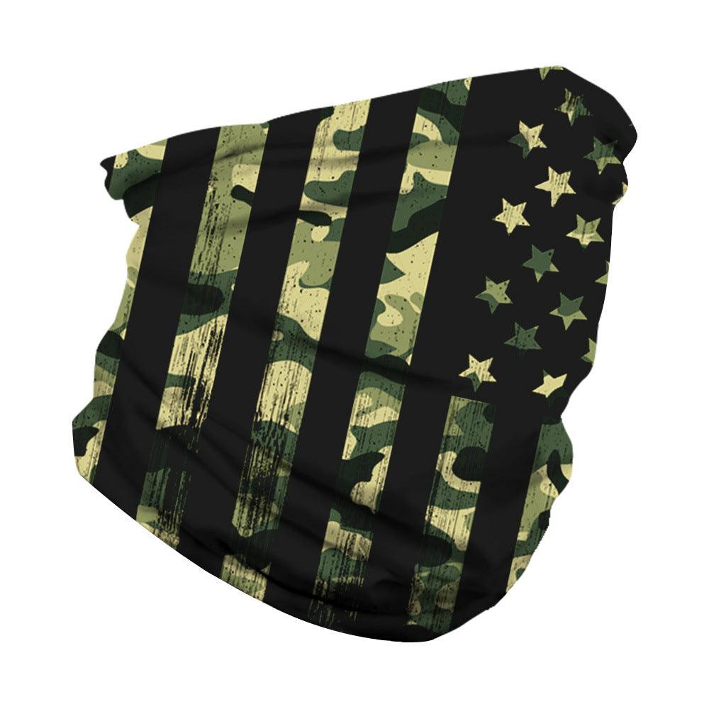 Green Camo USA Flag Outdoors Motorcycle Face Mask Bandana Headwear - Military Republic