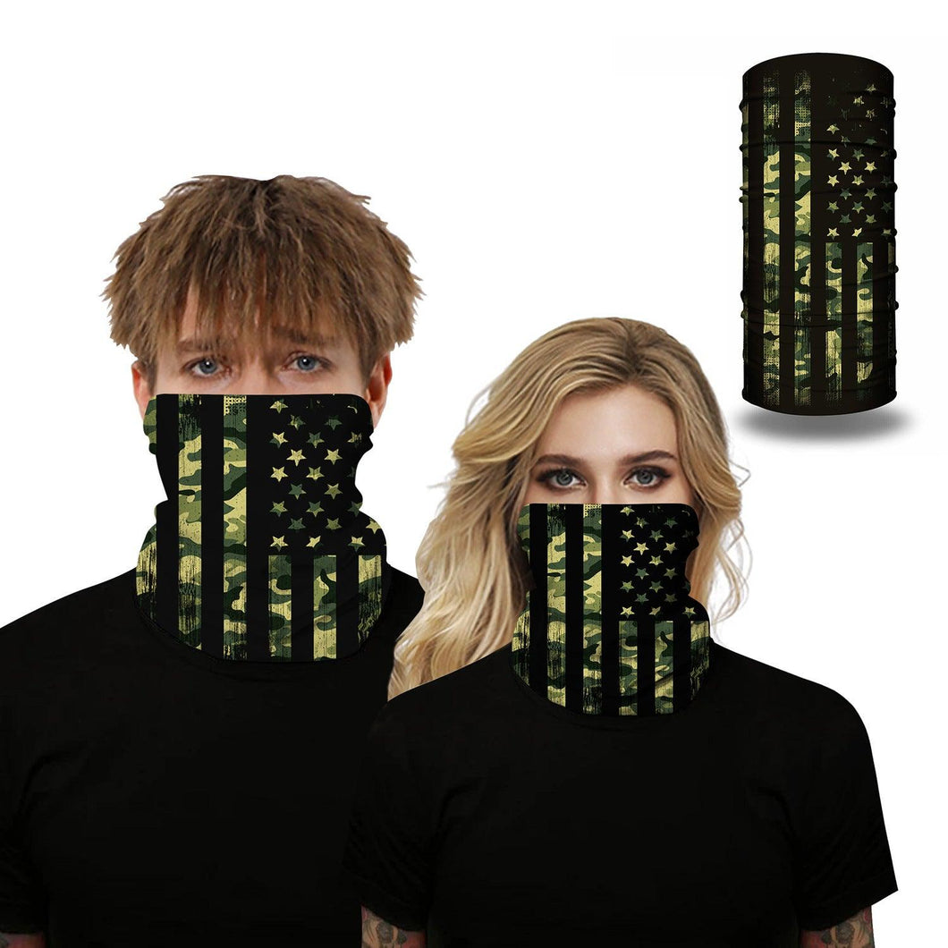 Green Camo USA Flag Outdoors Motorcycle Face Mask Bandana Headwear - Military Republic