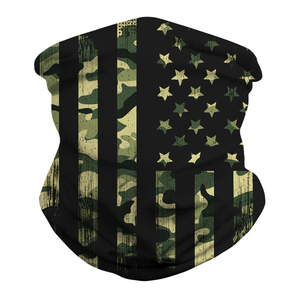 Green Camo USA Flag Outdoors Motorcycle Face Mask Bandana Headwear - Military Republic