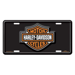 Harley-Davidson Bar and Shield Embossed Logo Black License Plate - Military Republic